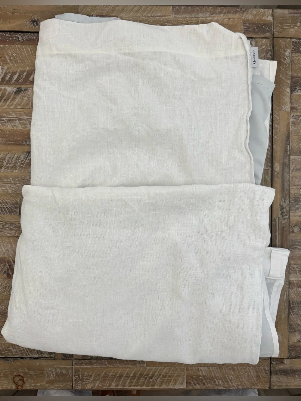 Quince Heavyweight European Linen Room Darkening Curtain - size: 48 x 84 - white
